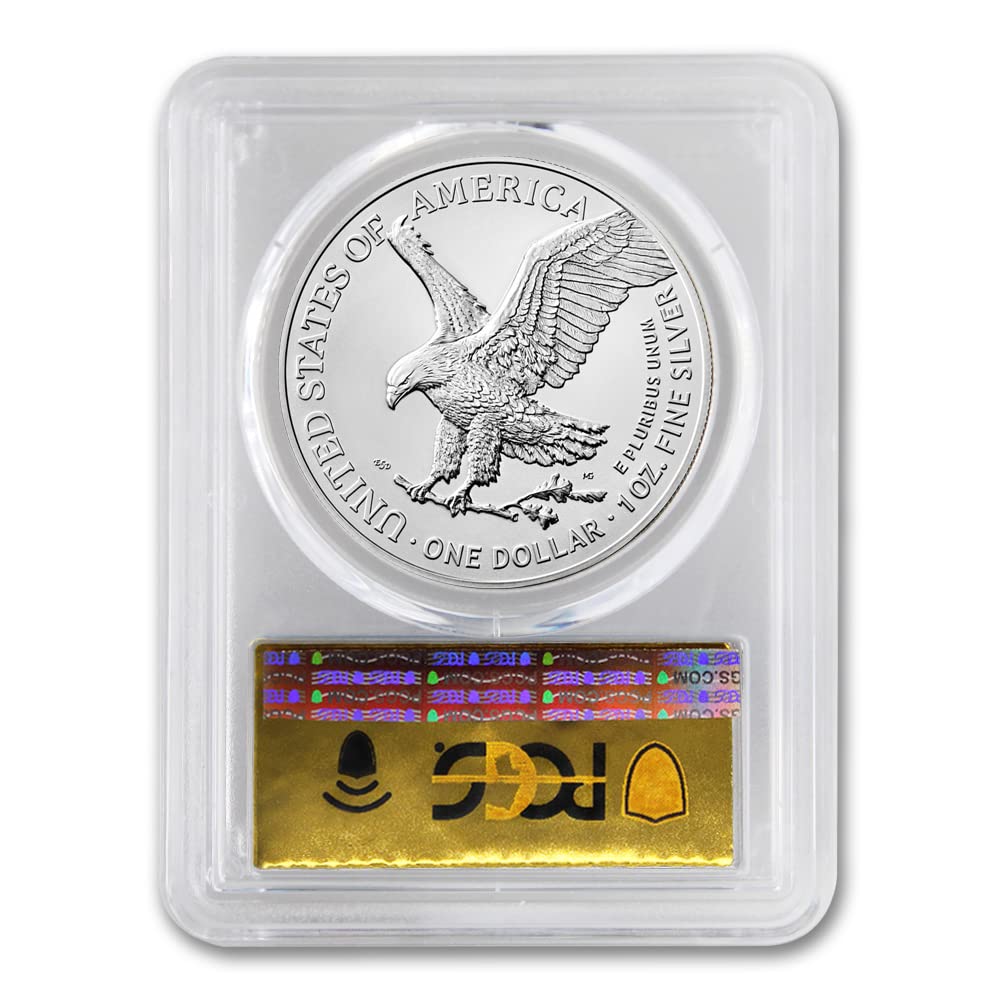 2023 (W) 1 oz American Silver Eagle Coin MS-70 (First Strike - Struck at West Point - Gold Foil Label) $1 PCGS MS70