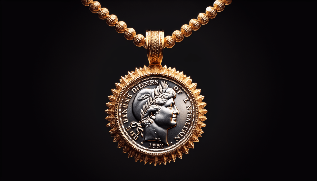 American Coin Treasures Gold-Layered Silver Barber Dime Goldtone Coin Pendant Necklace with 18 Chain
