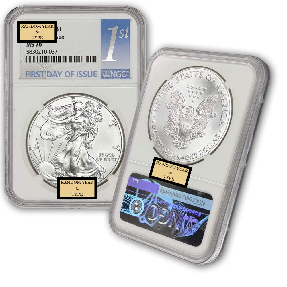 2015 - Present Silver American Eagle Coin MS-70 NGC (First Day of Issue) $1 NGC MS70