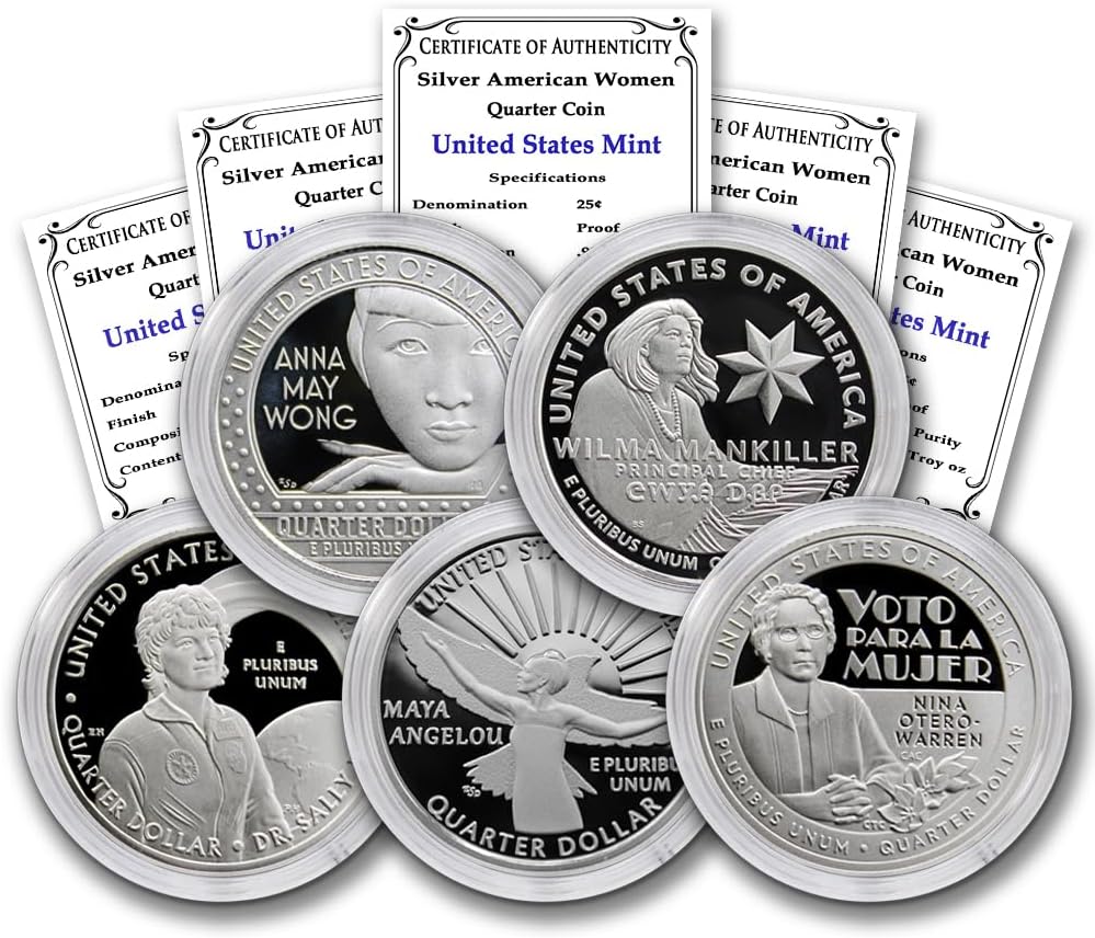 2022 S Set of (5) Limited Edition American Women Silver Proof Quarter Coins (in Capsule) with Certificate of Authenticity 25¢ Seller Proof