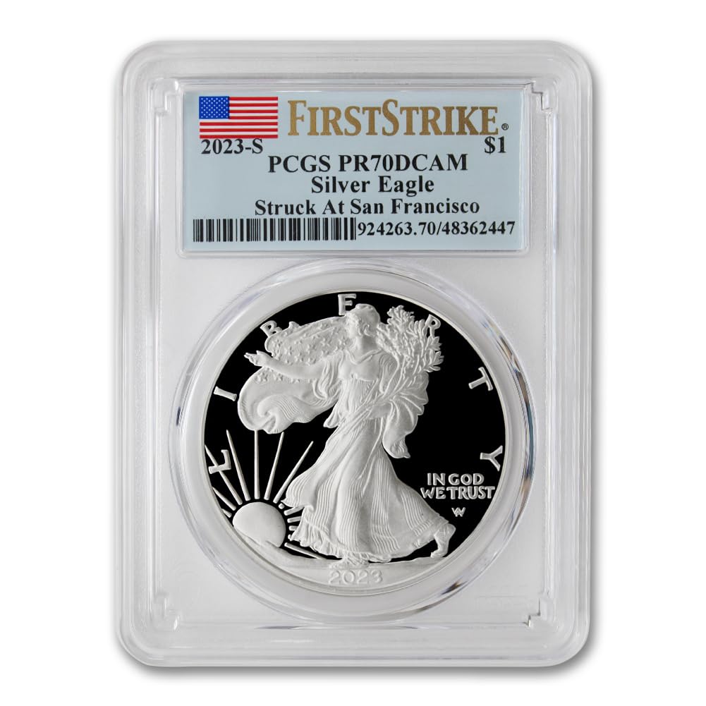 2023 S 1 oz American Silver Eagle Proof Coin PR-70 Deep Cameo (First Strike - Struck at San Francisco - Flag Label) $1 PR70DCAM PCGS