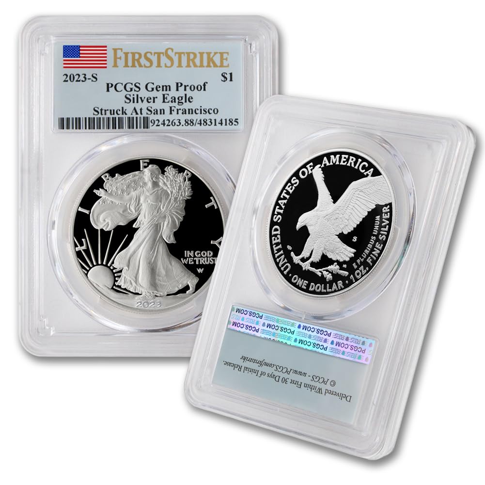 2023 S 1 oz Proof American Silver Eagle Coin Gem Proof (First Strike - Struck at San Francisco - Flag Label) $1 PCGS GEMPR