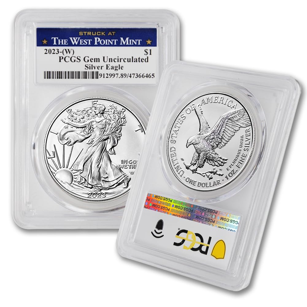 2023 (W) 1 oz American Silver Eagle Coin Gem Uncirculated (Struck at The West Point Mint) $1 GEMUNC PCGS