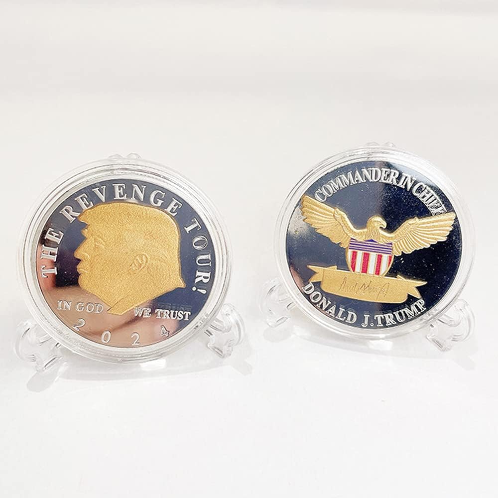 2Pcs Donald Trump 2024 Presidential Campaign Commemorative Collection Coin Collectible Eagle Coins Gift, Gold+silver, 1.57*1.57in