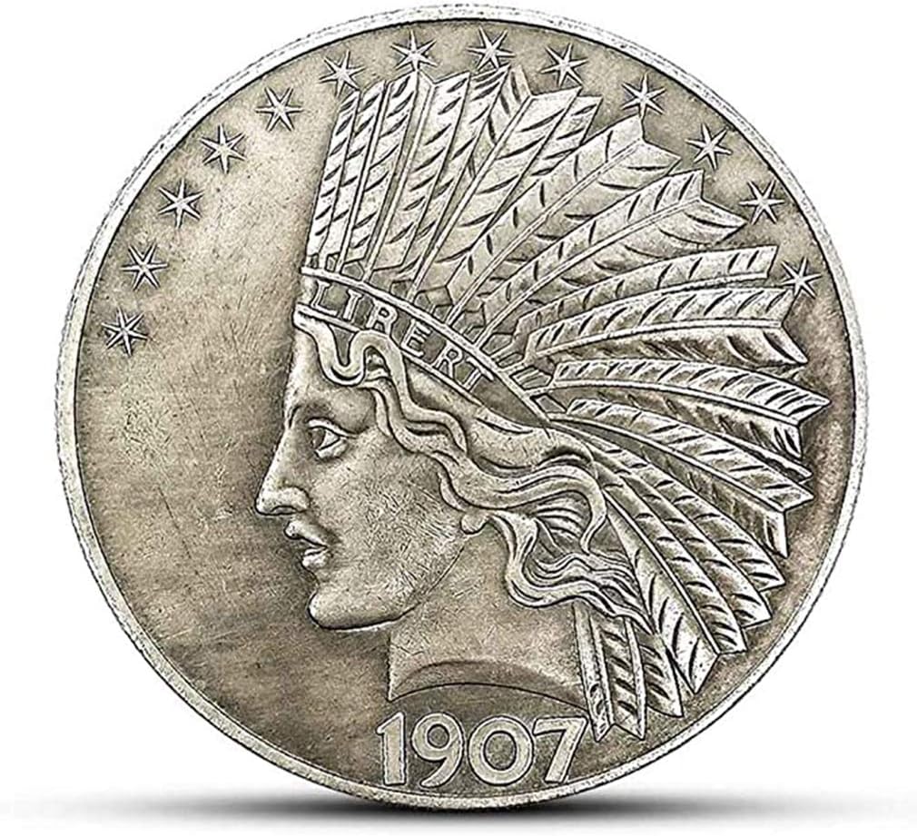 MarshLing Antique Liberty Indian Head Ten-Dollars Coin - Great American Commemorative Old Coins- Uncirculated Morgan Dollars-Discover History of US Coins Perfect Quality
